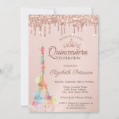 Kleurrijke Eiffeltoren, Roos Gold Drivers Quinceañ Kaart (Voorkant)