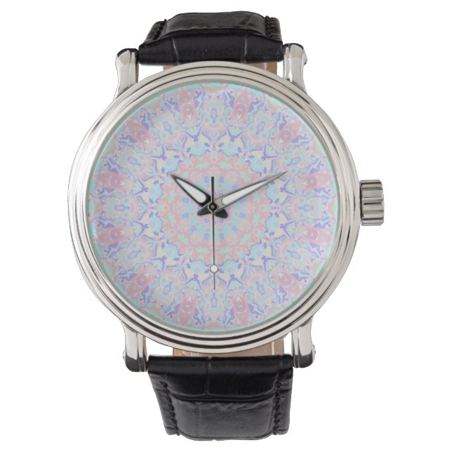 Kleurrijke eigenzinnige Boho Hippie Retro Pastel M Horloge (Voorkant)