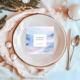 Kleurrijke Elegant Blauw Roze Waterverf Abstract Vierkante Visitekaartje