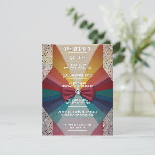 Kleurrijke Elegant Rainbow bruiloft RSVP Kaartje (Staand voorkant)
