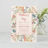Kleurrijke Elegant Wildflowers Moederdag Brunch Kaart (Staand voorkant)