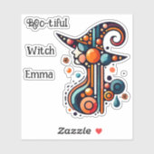 Kleurrijke, elegante, Abstracte heks Halloween Sticker (Vel)