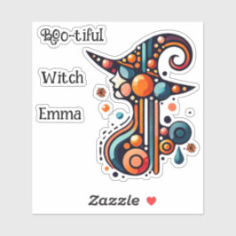 Kleurrijke, elegante, Abstracte heks Halloween Sticker