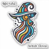 Kleurrijke, elegante, Abstracte heks Halloween Sticker (Voorkant)