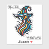 Kleurrijke, elegante, Abstracte heks Halloween Sticker (Vel)