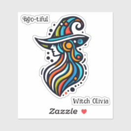 Kleurrijke, elegante, Abstracte heks Halloween Sticker