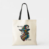 Kleurrijke, elegante, Abstracte heks Halloween Tote Bag (Achterkant)