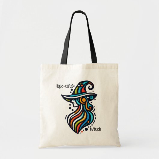 Kleurrijke, elegante, Abstracte heks Halloween Tote Bag (Voorkant)