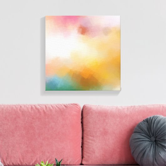 Kleurrijke Elegante Abstracte Kunst Rood Geel Canvas Afdruk (Insitu (Woonkamer))