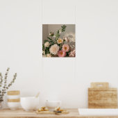 Kleurrijke Elegante bloemen geïnspireerd op vintag Poster (Keuken)
