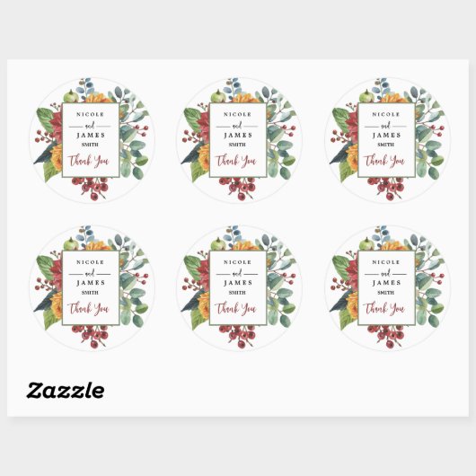 Kleurrijke Elegante Bloemen Ronde Sticker (Vel)