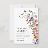 Kleurrijke elegante bloemenbruiloft kaart (Voorkant)