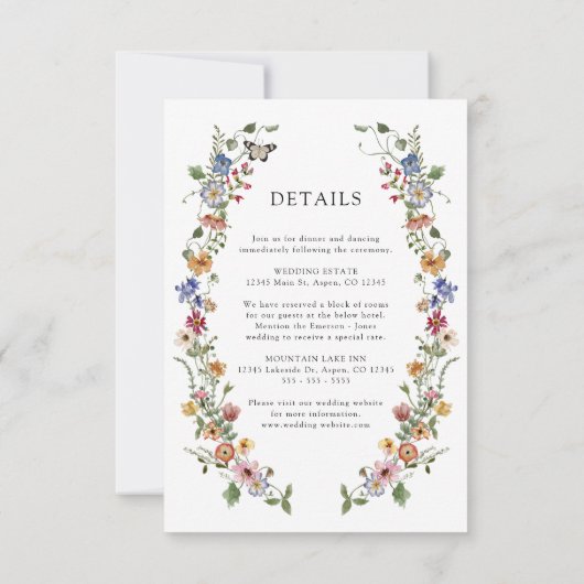 Kleurrijke elegante bloemenbruiloft kaart (Achterkant)