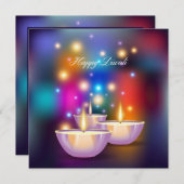 Kleurrijke Elegante Diwali Deepas Kaart (Voorkant / Achterkant)
