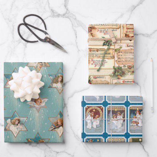 Kleurrijke Elegante Feestelijke Victoriaans Engele Inpakpapier Vel (Voorkant)