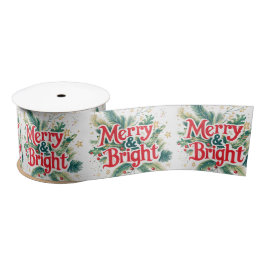 Kleurrijke Elegante Kerst Rood Wit Merry Bright Satijnen Lint