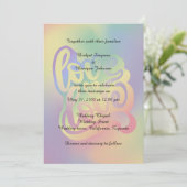 kleurrijke elegante lgbtq liefde bruiloft uitnodig kaart (Staand voorkant)