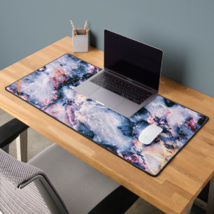 Kleurrijke Elegante Marmer Wit Blauw en Roze Bureaumat