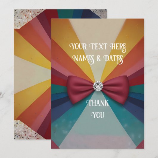 Kleurrijke elegante regenboog bruiloft bedankkaart (Voorkant / Achterkant)