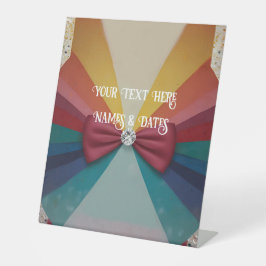 Kleurrijke elegante regenboog bruiloft reclamebord met voetstuk