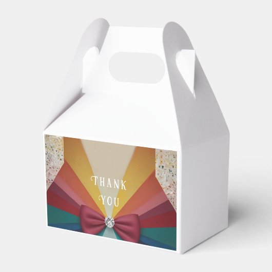Kleurrijke Elegante Regenboog Huwelijksuitnodiging Bedankdoosjes (Achterkant)