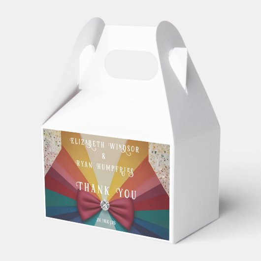 Kleurrijke Elegante Regenboog Huwelijksuitnodiging Bedankdoosjes (Voorkant Zijde)