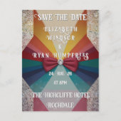 Kleurrijke Elegante Regenboog Huwelijksuitnodiging Briefkaart (Voorkant)