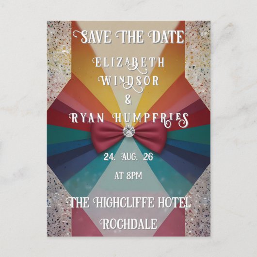 Kleurrijke Elegante Regenboog Huwelijksuitnodiging Briefkaart (Voorkant)