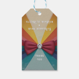 Kleurrijke Elegante Regenboog Huwelijksuitnodiging Cadeaulabel