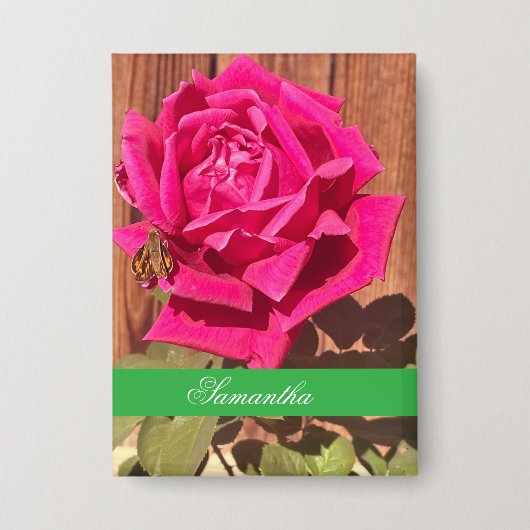 Kleurrijke Elegante Roze Bloemen Roze Bloem Button (Voorkant)