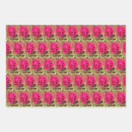 Kleurrijke Elegante Roze Bloemen Roze Bloem Inpakpapier Vel
