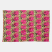 Kleurrijke Elegante Roze Bloemen Roze Bloem Theedoek (Horizontaal)