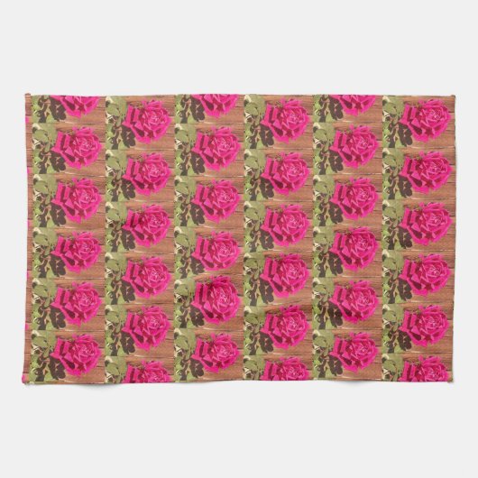 Kleurrijke Elegante Roze Bloemen Roze Bloem Theedoek (Horizontaal)