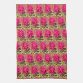 Kleurrijke Elegante Roze Bloemen Roze Bloem Theedoek (Verticaal)