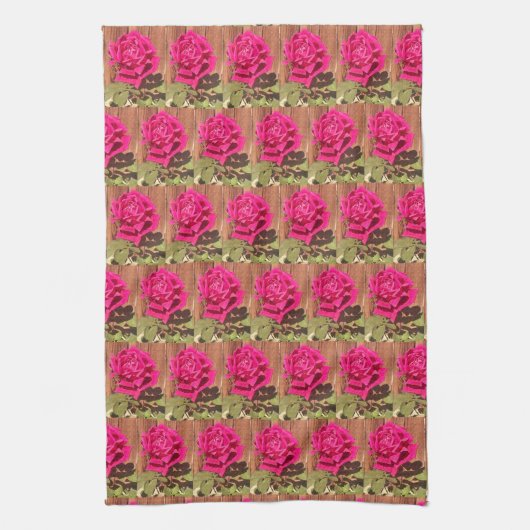 Kleurrijke Elegante Roze Bloemen Roze Bloem Theedoek (Verticaal)