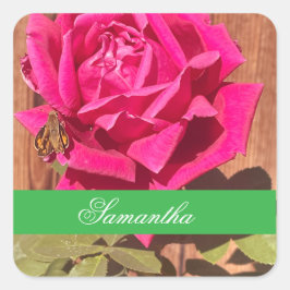 Kleurrijke Elegante Roze Bloemen Roze Bloem Vierkante Sticker