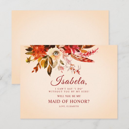 Kleurrijke elegante rustieke Herfst Floral Maid of Briefkaart (Voorkant / Achterkant)