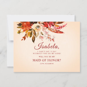 Kleurrijke elegante rustieke Herfst Floral Maid of Briefkaart