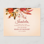 Kleurrijke elegante rustieke Herfst Floral Maid of Briefkaart (Voorkant)