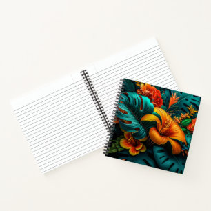 Kleurrijke Elegante Tropische Bladeren en Bloemen  Notitieboek