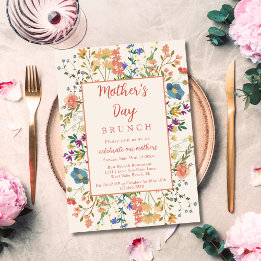 Kleurrijke Elegante Wilde Bloemen Moederdag Brunch Kaart