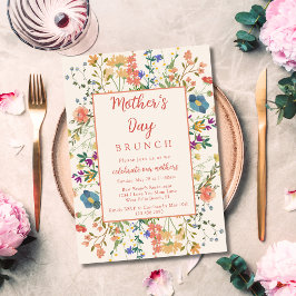 Kleurrijke Elegante Wilde Bloemen Moederdag Brunch Kaart