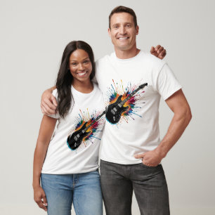 Kleurrijke elektrische gitaar Burst T-shirt voor M