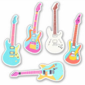 Kleurrijke elektrische gitaar set waterdicht sticker (Voorkant)