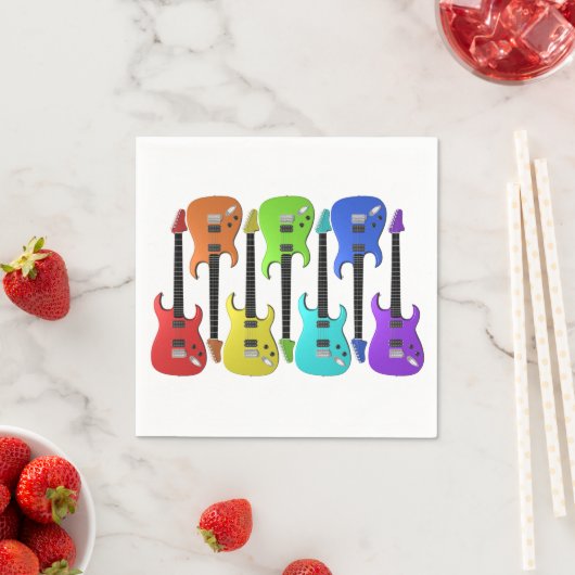 Kleurrijke elektrische gitaren Papieren servetten (Insitu)