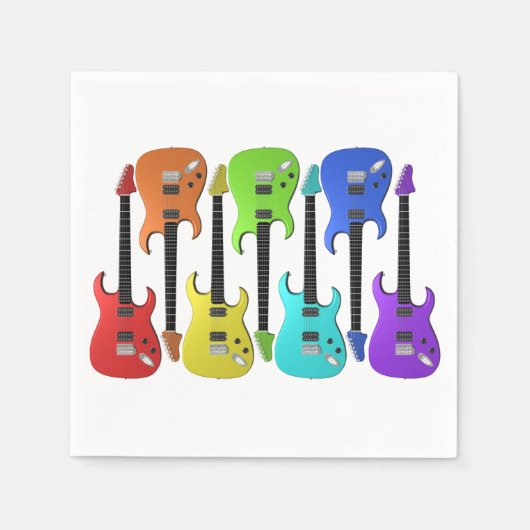 Kleurrijke elektrische gitaren Papieren servetten (Voorkant)