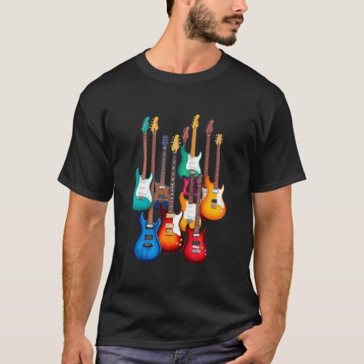 Kleurrijke Elektrische Gitaren T-shirt (Voorkant)