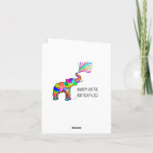 Kleurrijke Elephant Art Happy Birthday Kaart (Achterkant)