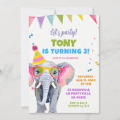 Kleurrijke Elephant Party Kind's Verjaardag Kaart (Voorkant)