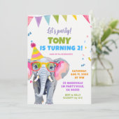 Kleurrijke Elephant Party Kind's Verjaardag Kaart (Staand voorkant)